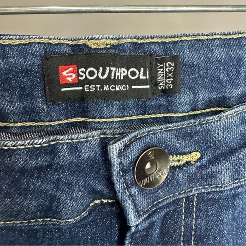 Men’s Southpole Size‎ 34x32 Distressed Skinny Blue Jeans - Picture 6 of 7